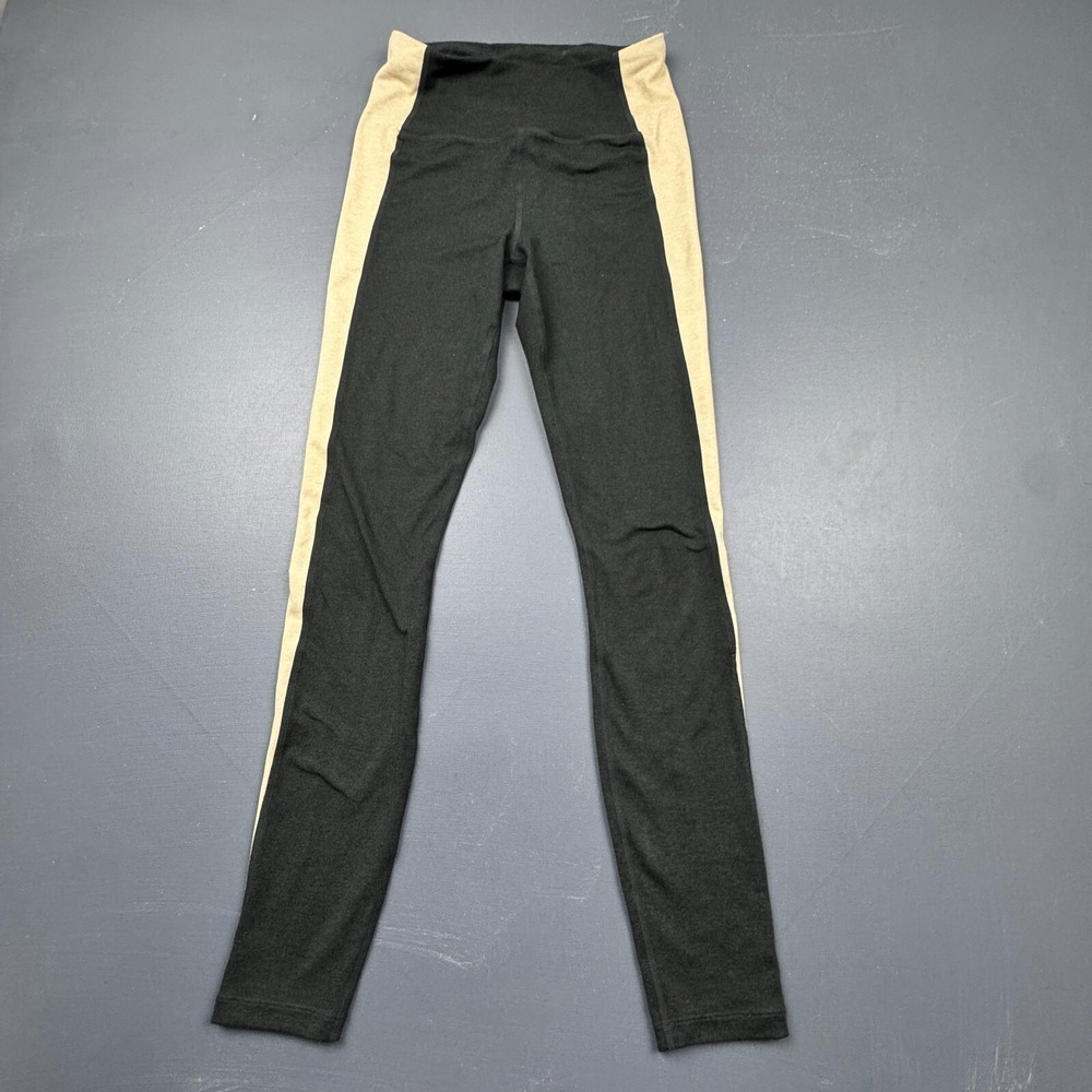 prAna Women's S Black Tan Colorblock High Waist Leggings Yoga Workout Activewear